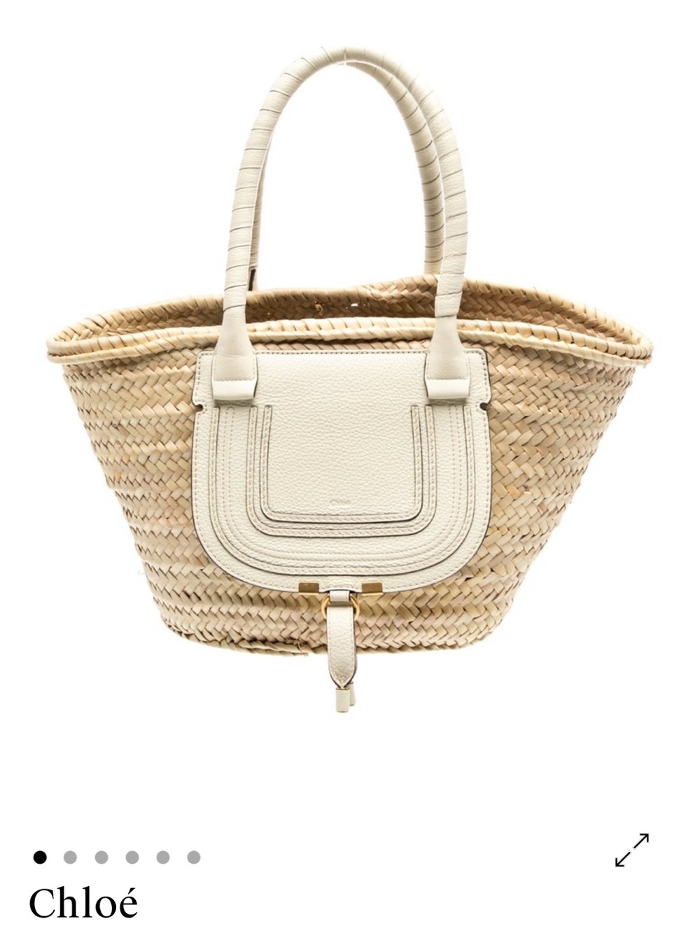 Chloe Marcie Leather and Woven Straw  Bag